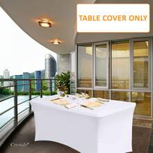 Crystals 6 Ft Stretch Elastic Spandex Table Cover – Four-Way Polyester Tablecloth For Standard Folding Tables, Party & Event Linen - A - View 6