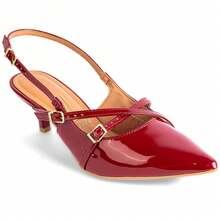 Vizzano Women's Slingback Pump With Low Heel And Buckles - 櫻桃清漆 - 查看 8
