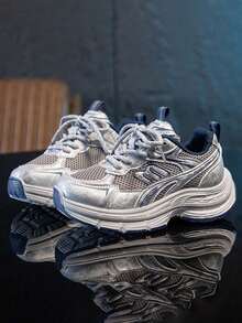 1双春季新款透气网面儿童运动鞋，女童轻便休闲厚底运动鞋，男童防滑跑步运动鞋 - 灰色 - 查看 2