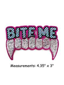 1PC Bite Me Vampire Sequin Patch - Multicolor - View 8