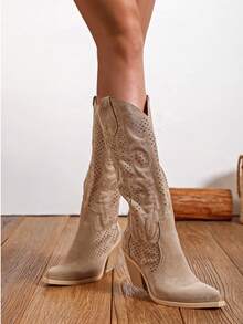 Fashionable Women's Western Boots For Spring And Summer - Khaki - View 2