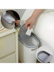 10L/2.64Gallons Bathroom Trash Can, Creative Slim Garbage Bin With Lid, Foot Pedal Waste Basket, Large Capacity Garbage Can, Household Essential - Multicolor - View 2