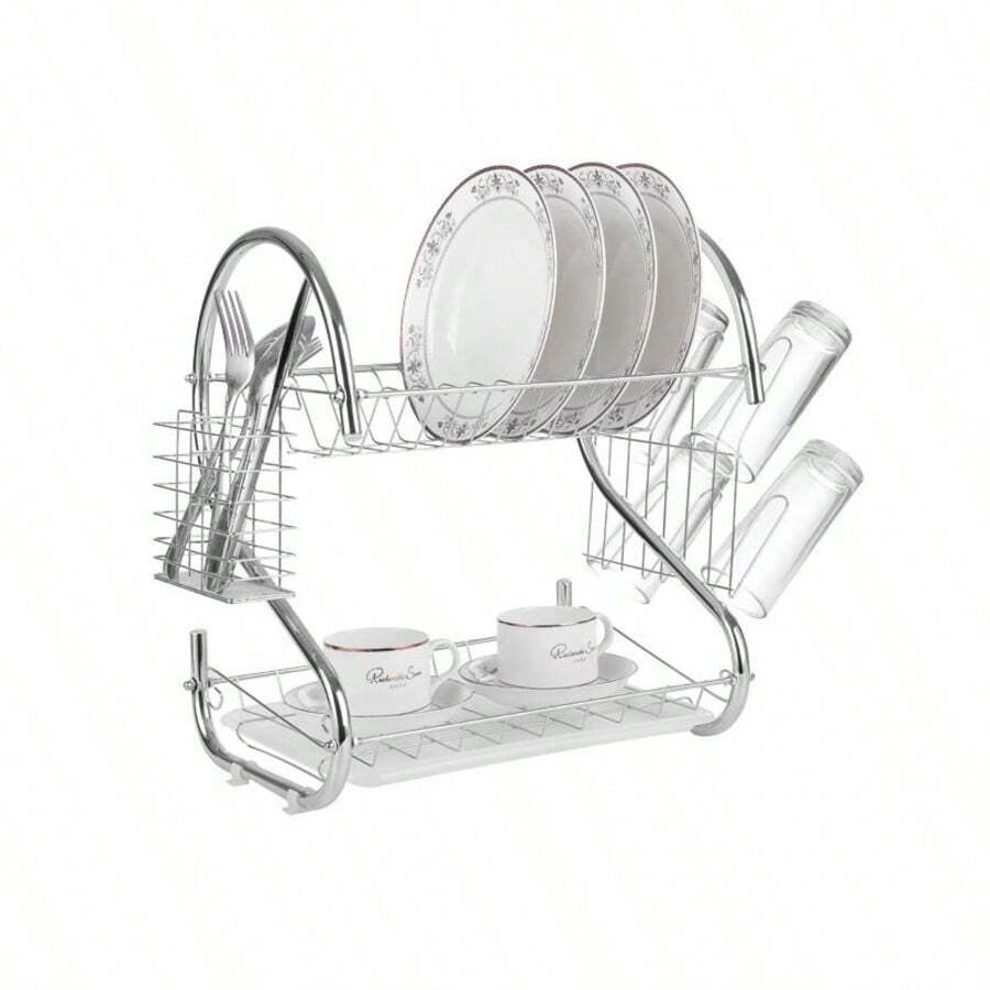 Dish Drainer For 12 Places In -Plated Steel With Cutlery Holder - 查看 1