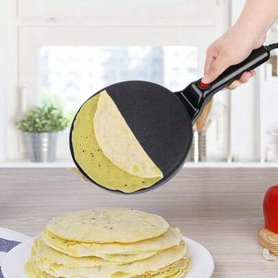 Sarten para Crepas 20cm Antiadherente de Uso Manual, Crepera Electrica Calentado Rapido Diseño Compacto Ideal para Crepas Hot Cakes Tortillas Incluye Plato para Mezcla