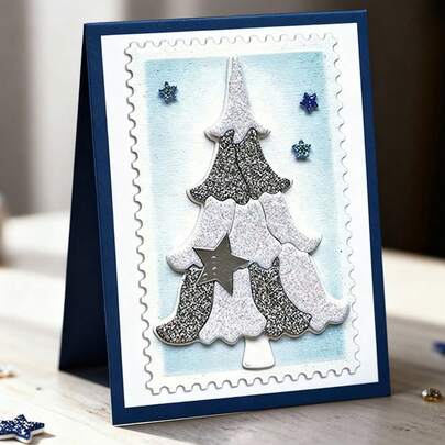 Khuôn cắt hình cây thông Noel - Lý tưởng cho việc làm thủ công bằng giấy, làm thiệp, làm album ảnh và trang trí album DIY. Khuôn được làm bằng kim loại.