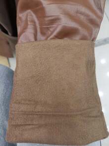 Imported Leather Trousers With Buttons And Zipper. Lined With Short Wool For Added Warmth. - Chocolate Brown - View 4