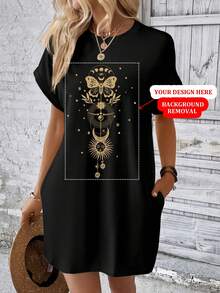 Customized Women's Dress - Can Customize LOGO, Floral Pattern, Photo, Valentine's Day, Mother's Day, Gift For Wife, Mom, Customize Name Black Summer - Black - View 1
