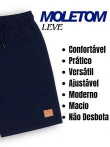 Set Of 3 Boys' Cotton Fleece Shorts With 2 Large Pockets - marino/marino/marino - Ver 3