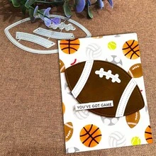 创意橄榄球模具，DIY剪贴簿相册和压花模板，贺卡制作工具，卡片纸切割工艺品，礼品卡制作模板模切。 - 銀色 - 查看 4