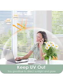 Window Film Striped Window Decal Non-Adhesive Privacy Film, Vinyl Glass Film Window Tint For Home Kitchen And Office - Stripe - View 3