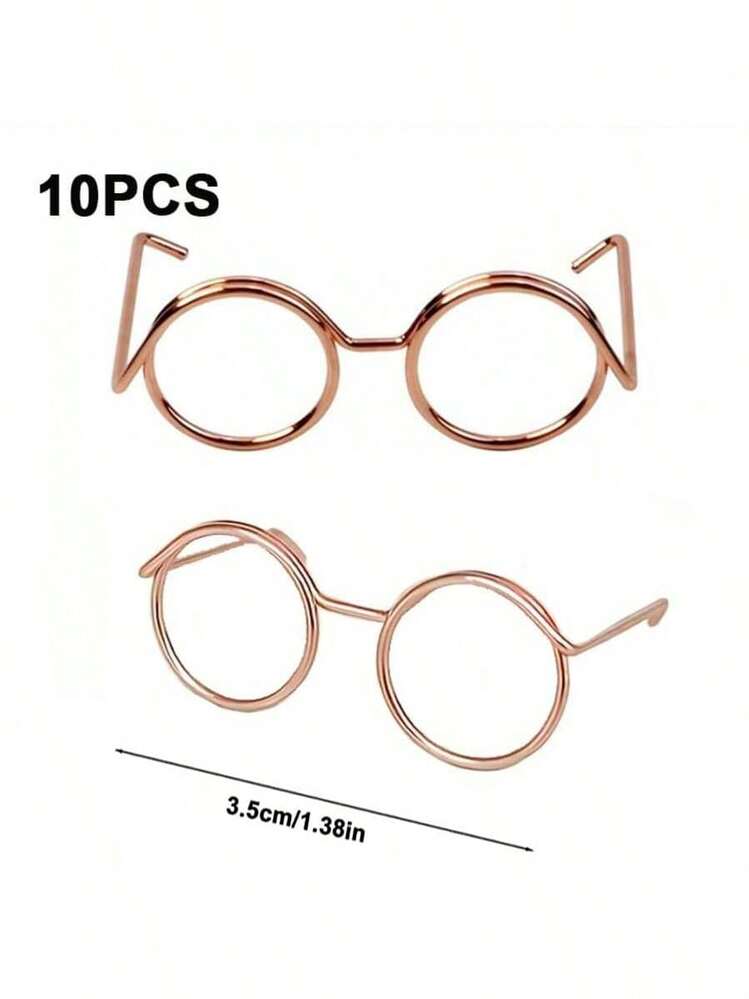 10 piezas de Minigafas, Adecuadas para Muñecas - Gafas de Metal, Se Pueden Usar para Manualidades DIY y Fotografía, Diversos Colores, Ideal para Artesanías, Decoraciones Creativas, Decoraciones de Fundas de Teléfono y Decoraciones Navideñas. - Multicolor - Ver 12