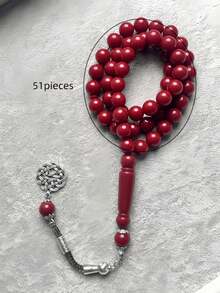 1条45颗10毫米穆斯林念珠手链，男女通用，适合节日佩戴，奢华时尚 - 彩色 - 查看 4