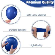 10英寸蓝银色金属珍珠气球，搭配蓝色、银色和银色星星亮片纸气球，并附有丝带，适合毕业典礼、生日、婴儿派对和其他场合。 - A-1 - 查看 8