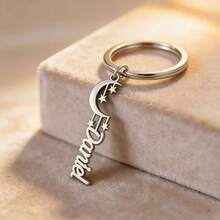 Personalized Name Keychain Necklace Stainless Steel Crescent Moon Pendant Unisex Friendship Gift Handbag Packaging Jewelry - Multicolor - View 6
