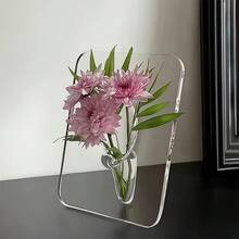 1个透明亚克力花瓶，厚重长方形花盆，框架设计，家居及办公装饰，现代简约桌面配件 - 矩形花器 - 查看 4