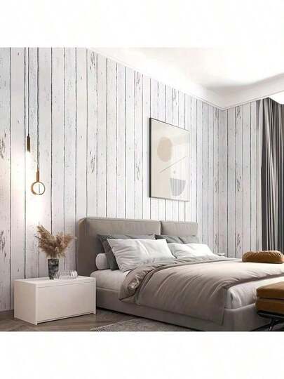 White Wood Look Peel & Stick Wallpaper, Removable Self-Adhesive Vinyl Contact Paper For Wall Decoration And Furniture Refurbishment