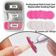 60pcs Replaceable Sandpaper Discs With Metal Disc, Pink Nail File & Buffer, Foot Care Tool Accessories - Multicolor - View 10