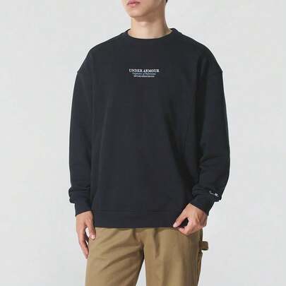 Under Armour 男士休闲 APAC Terry OG 96 圆领黑色卫衣，简约舒适的套头运动衫