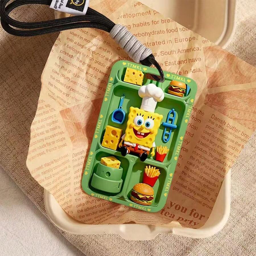 SPONGEBOB 1个海绵宝宝厨师人偶，附带专属迷你美食摊位！芝士块、汉堡、薯条一应俱全，装在一个清新绿色的卡包里，还配有同色编织挂绳。不仅实用，而且可爱又有趣，随时可以带出去玩。 - 查看 1