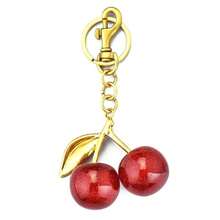 New Cherry Keychain, Women's Bag Charm, Car Key Chain - Gold - View 2