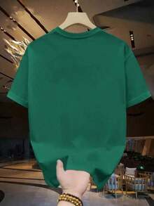 Women's Printed T-Shirt - Brazil Grunge Print - World Cup - 100% Cotton - Soft 26.1 Knit - Màu xanh lá cây đậm - Xem 3