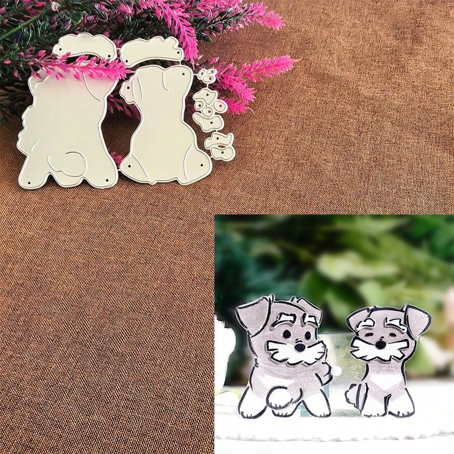 Creative Puppy Dies, DIY Scrapbooking Album And Embossing Stencil, Greeting Card Making Tool, Card Paper Cutting Crafts ,Gift Card Making Template Die Cuts. - Silver - View 1