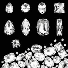 300pcs Mixed Shape Glass Rhinestones Sewing Studs Metal Claw-Setting Suitable For Jewelry, Handicrafts, Clothing, Shoes - Hand-sewn Rhinestones - View 1
