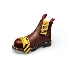 Botin De trabajo Casco Acero Piel Cosido Hombre Caoba Boots suela hielo doble densidad - Café - Ver 6