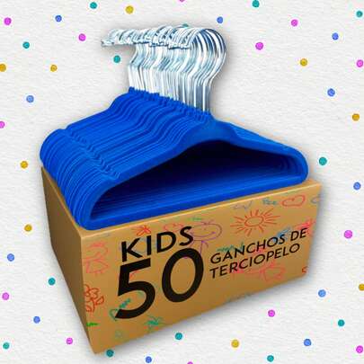 50 ganchos para ropa de Bebé y Niños Pequeños, ganchos de ropa estándar, aterciopelados, almaceniamiento de ropa, organización del closet, cuidado y organización de ropa, gancho giratorio de acero con hombros redondeados y corte antideslizante