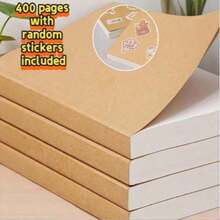 Cuaderno en blanco de papel kraft A5 de 200/400 páginas | Libreta de bocetos gruesa, bloc de dibujo, útiles escolares, suministros de oficina y aprendizaje, adecuado para entusiastas del dibujo - A5 - Ver 2