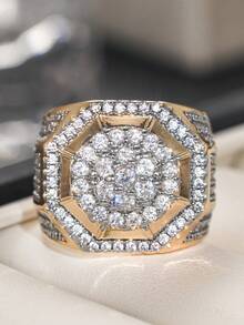 1 Stück modischer Kubikzirkonia-Ring für Frauen für Hochzeit, Verlobung, Jahrestag, Party-Schmuck, Valentinstag Geschenk - 1# - Übersicht 2