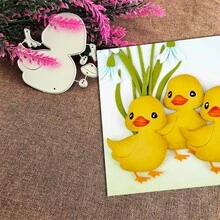 创意鸭子模具，DIY剪贴簿相册和压花模板，贺卡制作工具，卡片纸切割工艺品，礼品卡制作模板模切。 - 銀色 - 查看 5