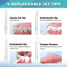 Modified Electric Water Power Dental Flossers For Personal Oral Care (Especially For Mouth With Braces), Portable Oral Irrigators With 4 Nozzles, 230 Ml Reinforced Tank, One Click Switch 3 Gear Mode, Brightening Teeth, Cleaning Mouth, Suitable For Home Oral Care Appliances For Men And Women - trắng - Xem 4