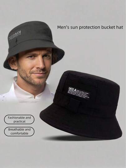 Men's Foldable Bucket Hat, Fashionable Versatile Sun Protection Hat For Outdoor, Hiking, Travel In Spring And Summer