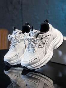 1 双春季新款透气网眼儿童运动鞋，女童轻便休闲厚底运动鞋，男童防滑耐用跑步鞋， - 米色 - 查看 8