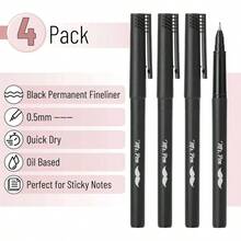 - Black Fineliner Pens, 4 Pack, 0.5mm Fine Point Pens, Marker Transparent Sticky Notes, Fine Tip Markers, Fine Line Markers, Drawing - 最初的 - 查看 2