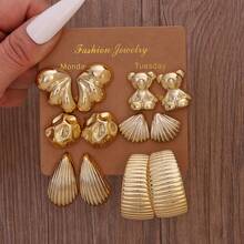 6 paia di orecchini di alta qualità con motivi geometrici alla moda, include elementi come orsetto, cuore, foglia di acero, coda di pesce e altri, unici e di stile, adatti per uso quotidiano, vacanze, appuntamenti, regali per amici e familiari, feste ed eventi casual - Stile 1 - Visualizzare 11