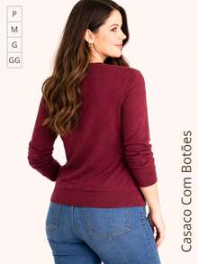 Women's Knit Jacket In A Woolen Style With Functional Buttons, Casual, Buttons At The Front, Office Style. - Màu Tím - Xem 5