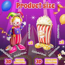 4 Pcs 4ft 3D Self Standing Popcorn Clown Balloons Giant Circus Carnival Foil Balloon For Carnival, Circus Themed, Movie Night Birthday Party Decoration - 1 - View 2