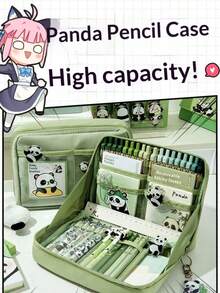 2026新款12层熊猫造型大容量可爱文具盒，男女通用，简约铅笔盒，适合小学和初中学生 - 12層多功能筆袋 - 查看 7