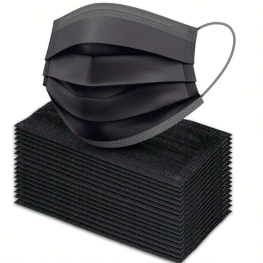 CUBREBOCAS COLOR NEGRO NEGRO DESECHABLES TRICAPA 50 PIEZAS