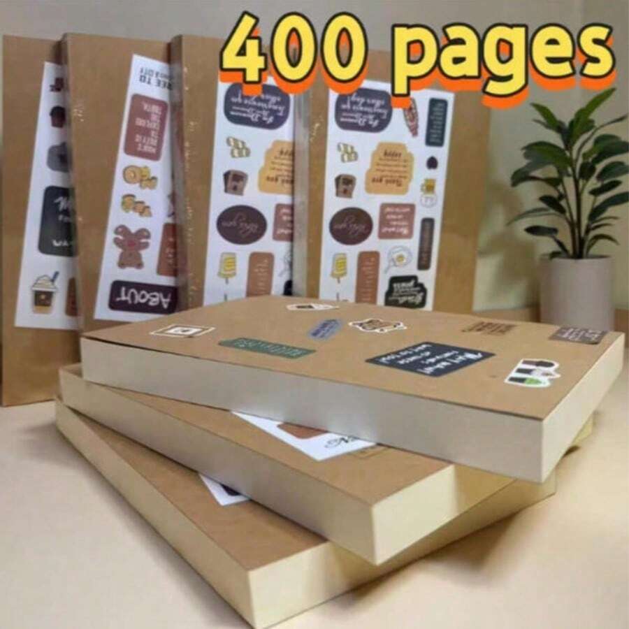 Cuaderno en blanco de papel kraft A5 de 200/400 páginas | Libreta de bocetos gruesa, bloc de dibujo, útiles escolares, suministros de oficina y aprendizaje, adecuado para entusiastas del dibujo - A5 - Ver 1