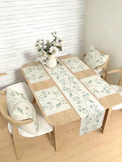 1/4/5/6/7pcs Spring & Summer Floral Decor Set, Beautiful Flowers, Home Decor Set, Living Room Decor, Bedroom Decor, Dining Room Decor, Faux Linen Material, Multiple Sizes Available, Dining Table Decor, Fireplace Mantel Scarf, Placemats, Coasters, Home Decoration