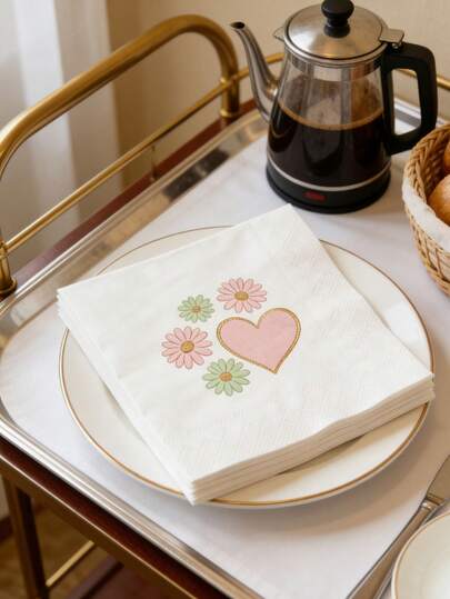 30/20/1 قطعة مناديل سميكة ماصة بحجم 10*10 بوصة بنمط قلب. مناديل لحفلة عيد الميلاد. مناديل لعيد الحب. ديكور الزفاف والمطاعم/أوراق المطبخ