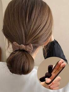 5pcs/Set Fashion High Elasticity Bowknot Headbands, Women's Daily Commute Hair Accessories, Made Of Polyester Fiber, High Elastic Rubber Hair Ties Won't Damage Hair - Multicolor - View 1