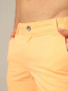 Men's Adult Denim Twill Shorts, Summer Dressy Casual Style, 100% Premium Cotton, Various Colors - trái cam - Xem 4