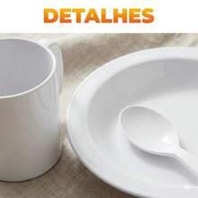 Kit Of 10 Mugs (400ml), 10 Soup Plates (22cm), And 10 Colorful Reusable Plastic Spoons. - trắng - Xem 2