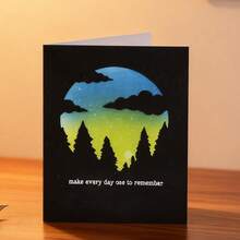 Creative Forest Starry Sky Background Dies, DIY Scrapbooking Album And Embossing Stencil, Greeting Card Making Tool, Card Paper Cutting Crafts ,Gift Card Making Template Die Cuts. - Silver - View 2