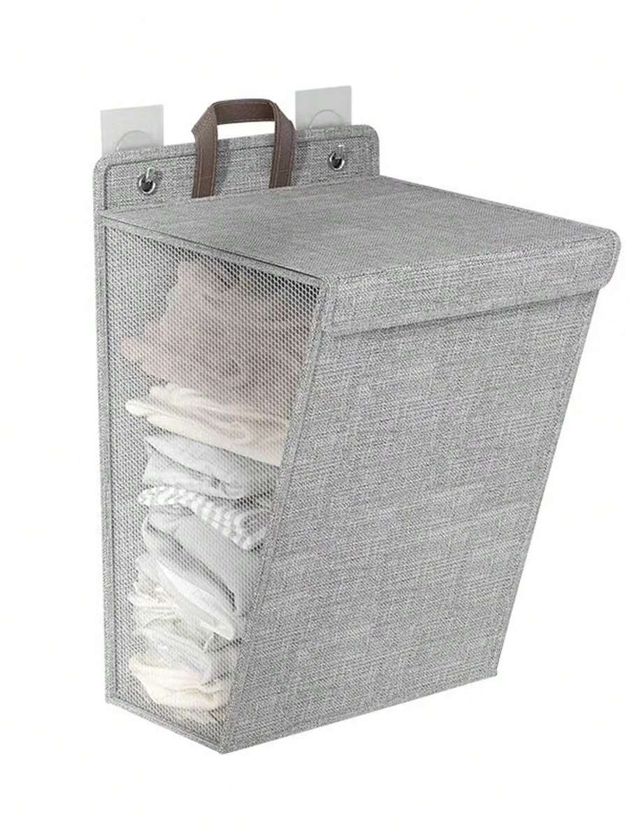 Cesto De Roupa Suja Dobrável Para Pendurar Na Parede 50x40x14cm - Visão 1