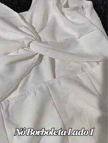 Short, Casual Summer Romper Dress, Sleeveless, Square Neckline, Plain, Open Back Detail, Reversible, Casual Chic Style. - trắng - Xem 7